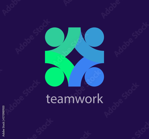 Continuous teamwork and human solidarity idea logo. Unique color transitions. people logo template. vector.