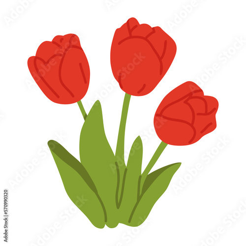 Vector illustration of cute doodle spring flower tulips for digital stamp,greeting card,sticker,icon,design