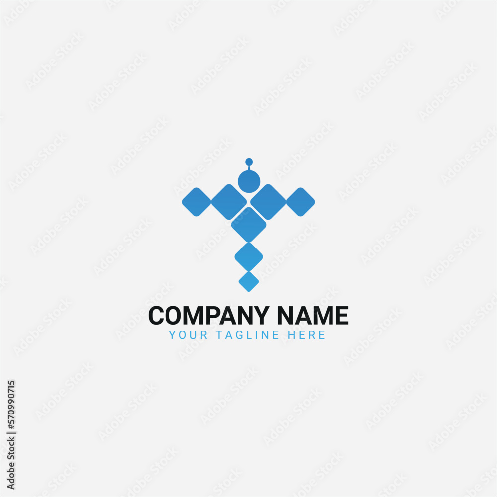 Obraz premium Robotic T letter Logo free vector Template Design.