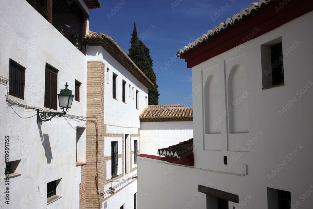 Views of the narrow streets in the San Pedro and east part of El Abaicin districts - Granada - Andalusia - Spain