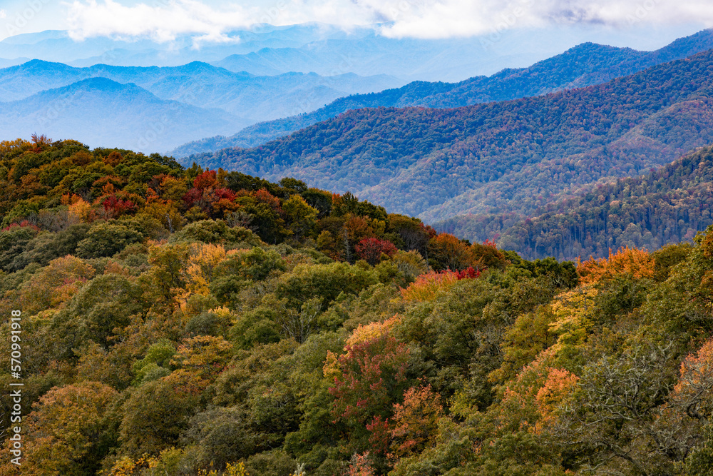 Smoky Mountains National Park Stacked Mountains In Autumn