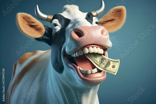 cash cow makes a lot of big profit generative ai illustration