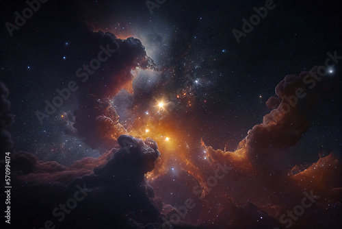 Nebula in deep space with stars. Generative AI photo