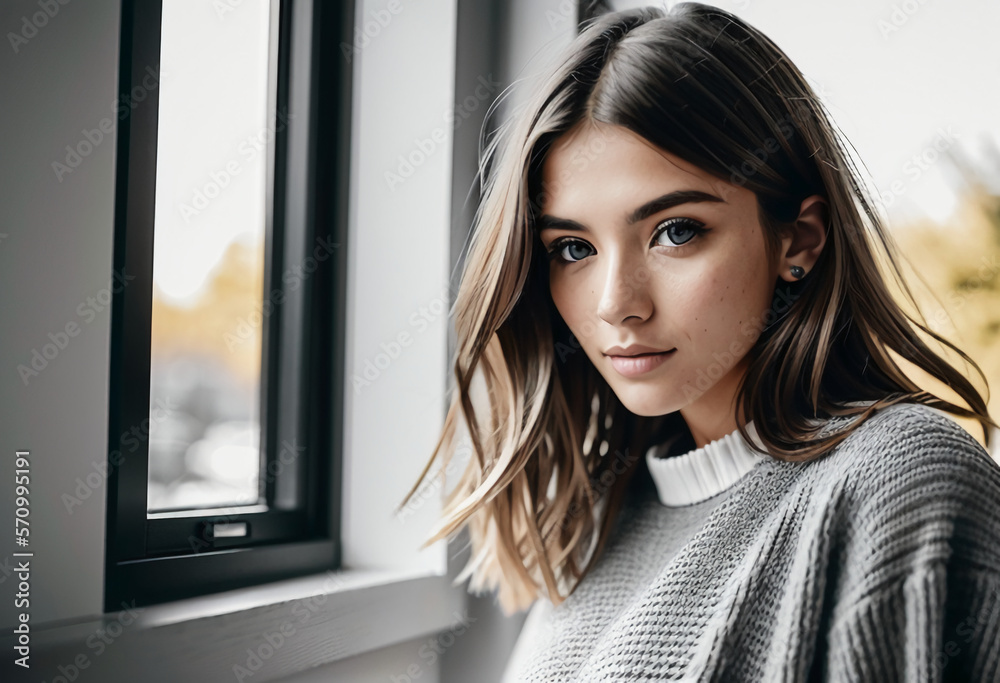 24 year old Welsh woman wearing casual clothing Non-existent person in