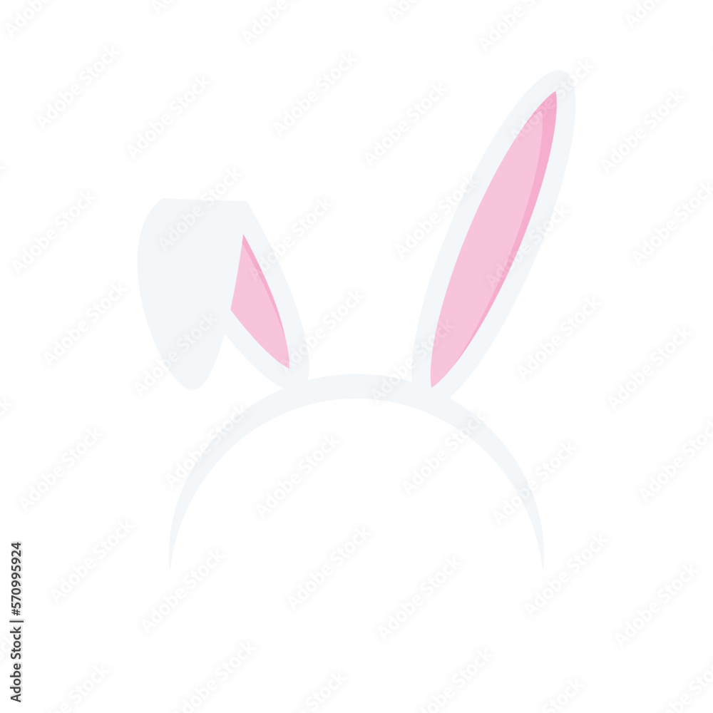 Easter rabbit ears headband  icon  isolated on white background. Flat cartoon easter card design element. Spring hare ear accessory