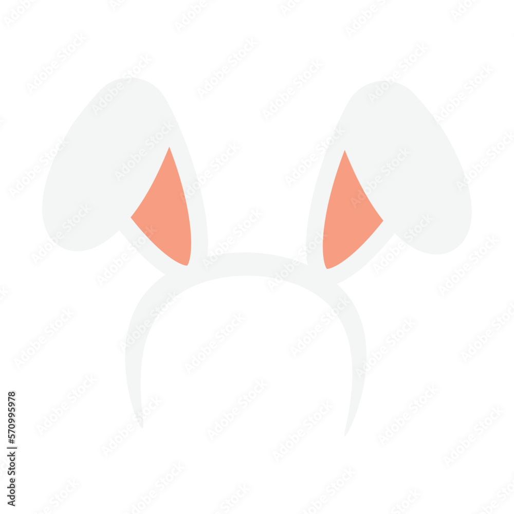 Easter rabbit ears headband icon isolated on white background. Flat cartoon easter card design element. Spring hare ear accessory Easter rabbit ears headband icon isolated on white background. Flat cartoon easter card design element. Spring hare ear accessory
