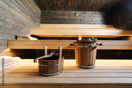 Canvas Print Modern interior of wooden spa cabin