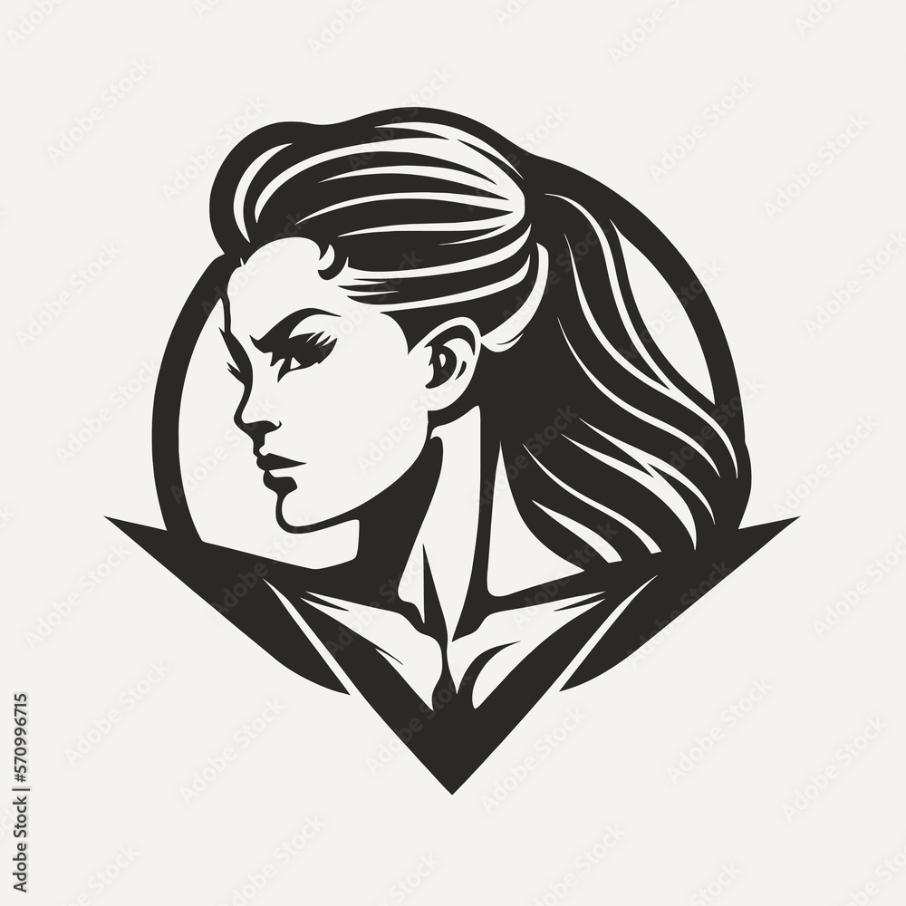 Woman head logo - women hair and face design symbol element - icon for mother - feminism and women day on march 8