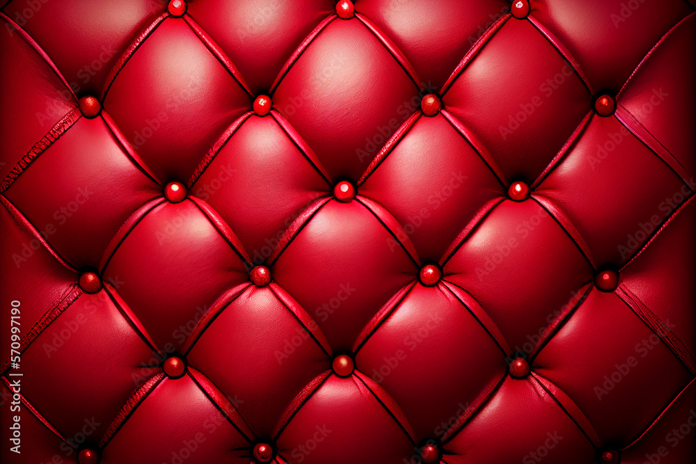 Red leather upholstery with buttons, texture background. Generative AI Red leather upholstery with buttons, texture background. Generative AI