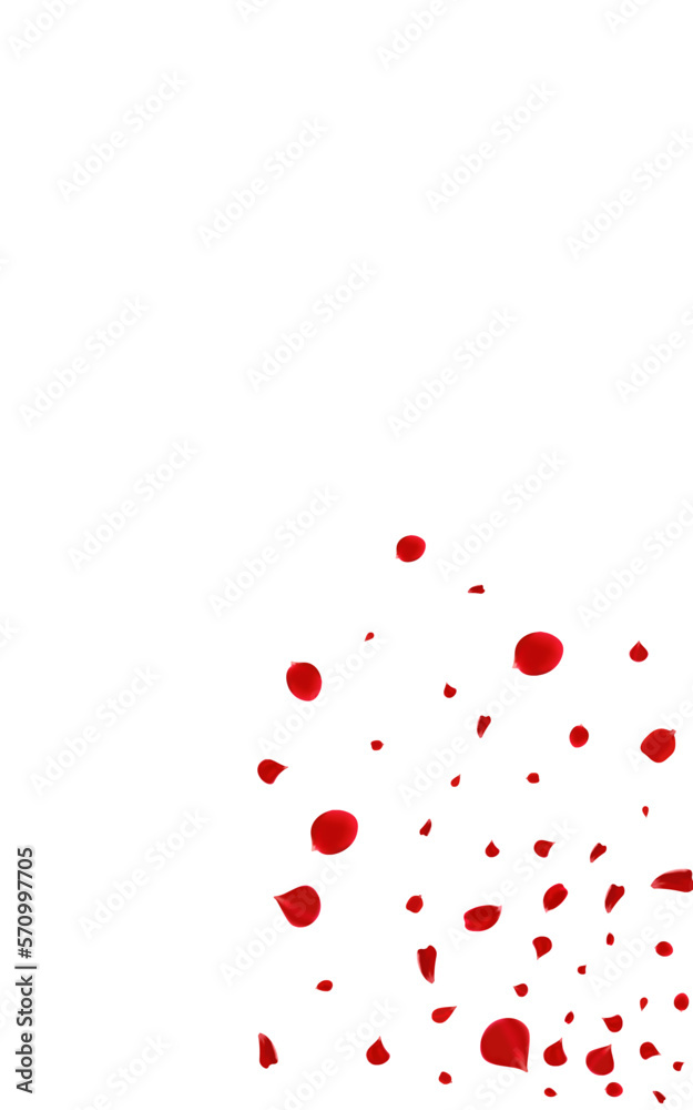 Red Floral Flying Vector White Background.