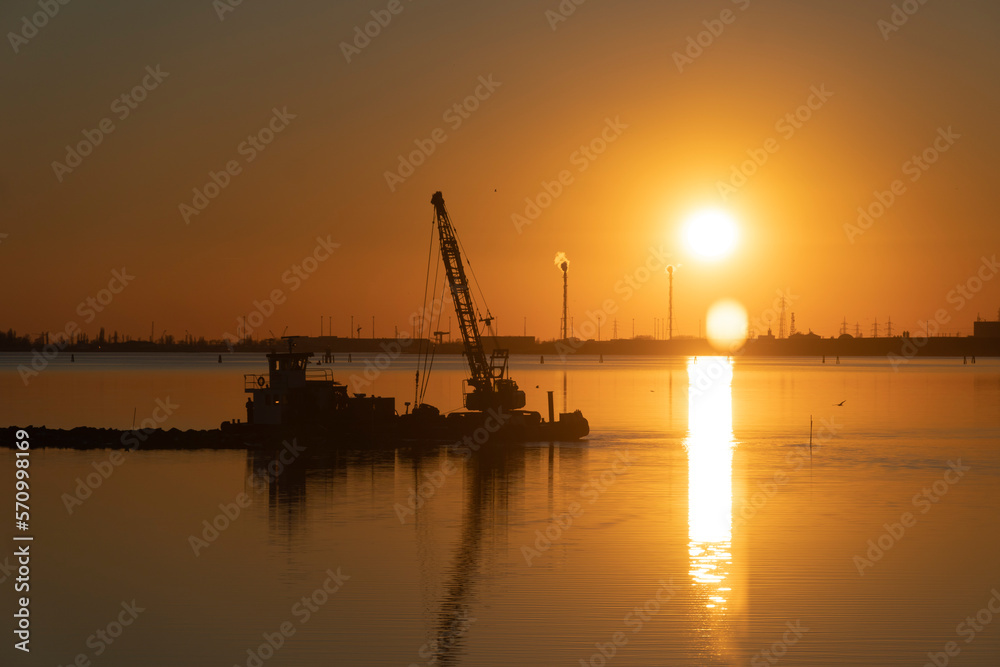 Venice Veneto Italy sunset over the lagoon. Venice Veneto Italy sunset over the lagoon.