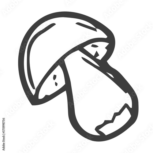 Doodle simple mushroom icon. Hand drawn style illustration.