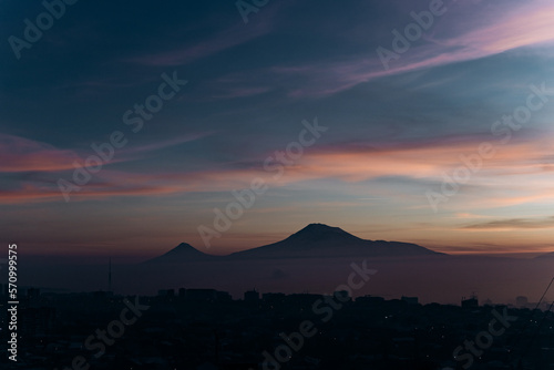 Mount Ararat on the background of the city of Yerevan