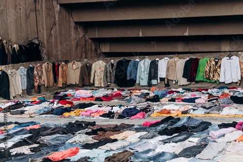 Lots of clothes at the flea market in Yerevan