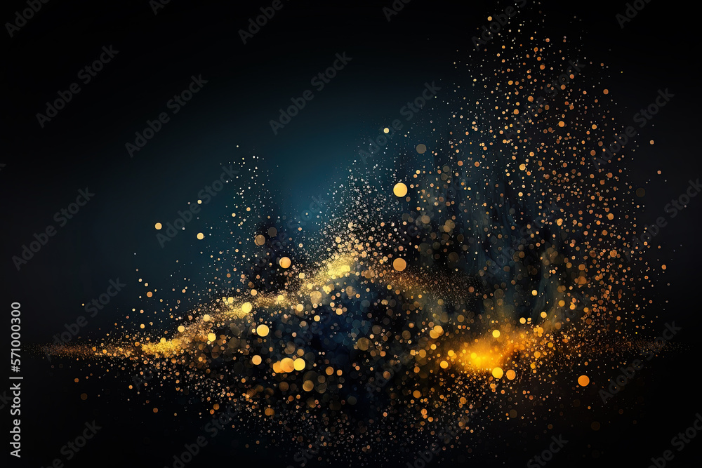Magical neon background with bokeh and tiny particles, explosion and swirl of sparkles and confetti. Abstract dark background. AI Magical neon background with bokeh and tiny particles, explosion and swirl of sparkles and confetti. Abstract dark background. AI