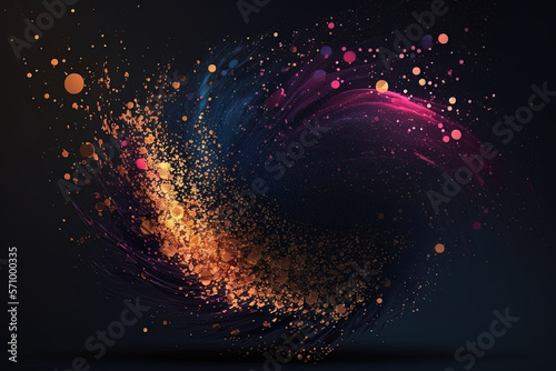 Tableau sur toile Magical neon background with bokeh and tiny particles, explosion and swirl of sparkles and confetti