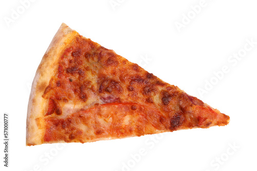 Margarita pizza slice isolated on white background