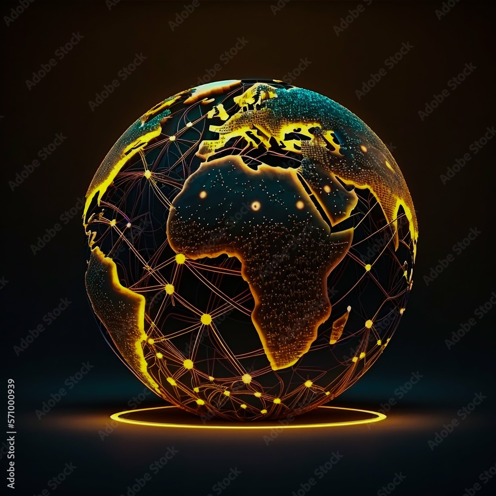 Global world network and telecommunications. Generative AI Global world network and telecommunications. Generative AI
