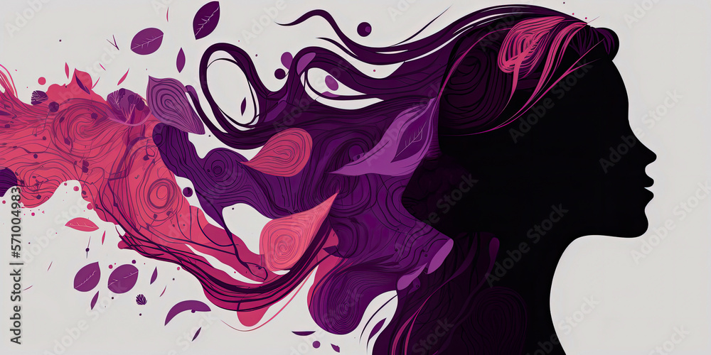 Womens day background with female silhouette, 8 March, generative ai Womens day background with female silhouette, 8 March, generative ai