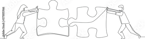 Jigsaw puzzle, growth ide, growth mind site, simple continuous line, minimalist jigsaw concept, design graphic, black and white design.