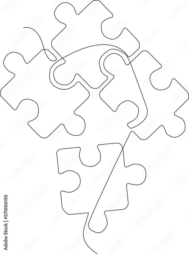 Jigsaw puzzle, growth ide, growth mind site, simple continuous line, minimalist jigsaw concept, design graphic, black and white design. Jigsaw puzzle, growth ide, growth mind site, simple continuous line, minimalist jigsaw concept, design graphic, black and white design.