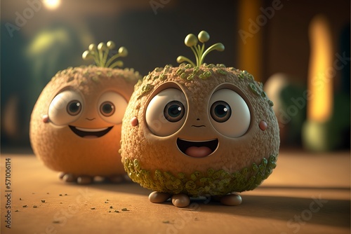 Very funny and cute fruits and vegetables characters, Ready for Action. GENERATED AI.