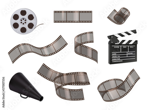 Photo film tape. Cinema stripped studio movie tape decent vector realistic illustrations