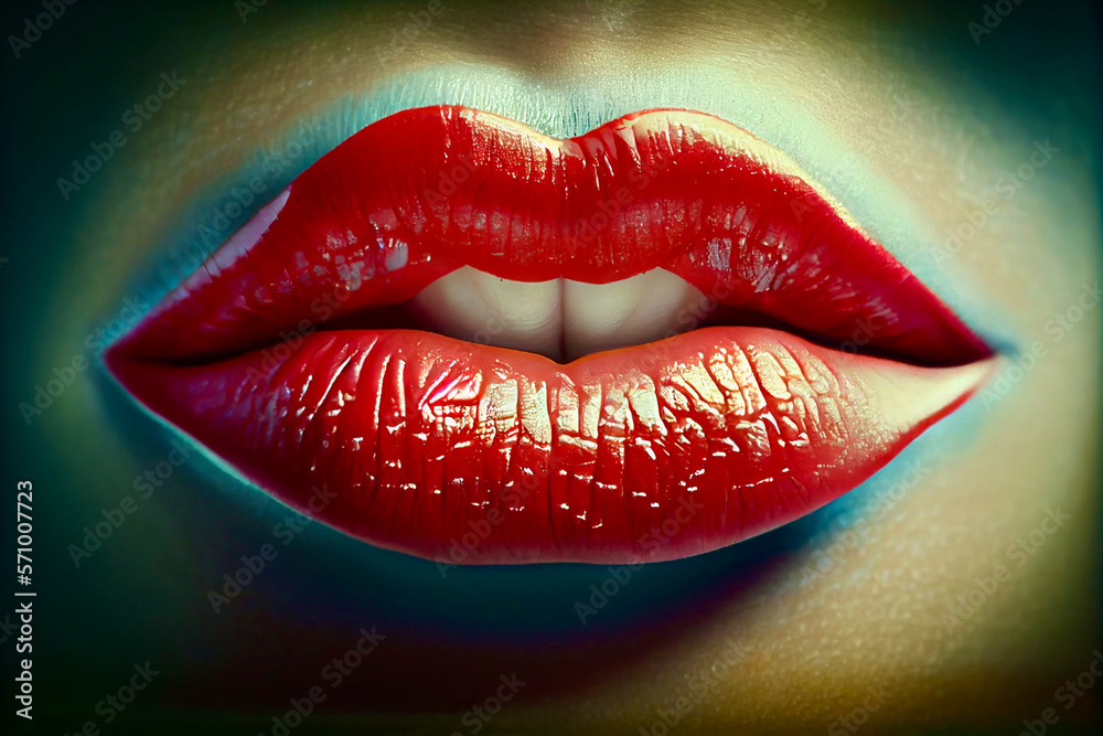 Obraz premium Generative AI abstract render of human lips
