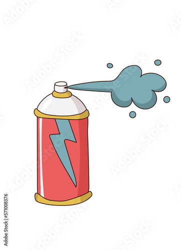 Aerosol cylinder spray icon. Color spray paint can in flat cartoon style. Isolated on white background. Vector illustration