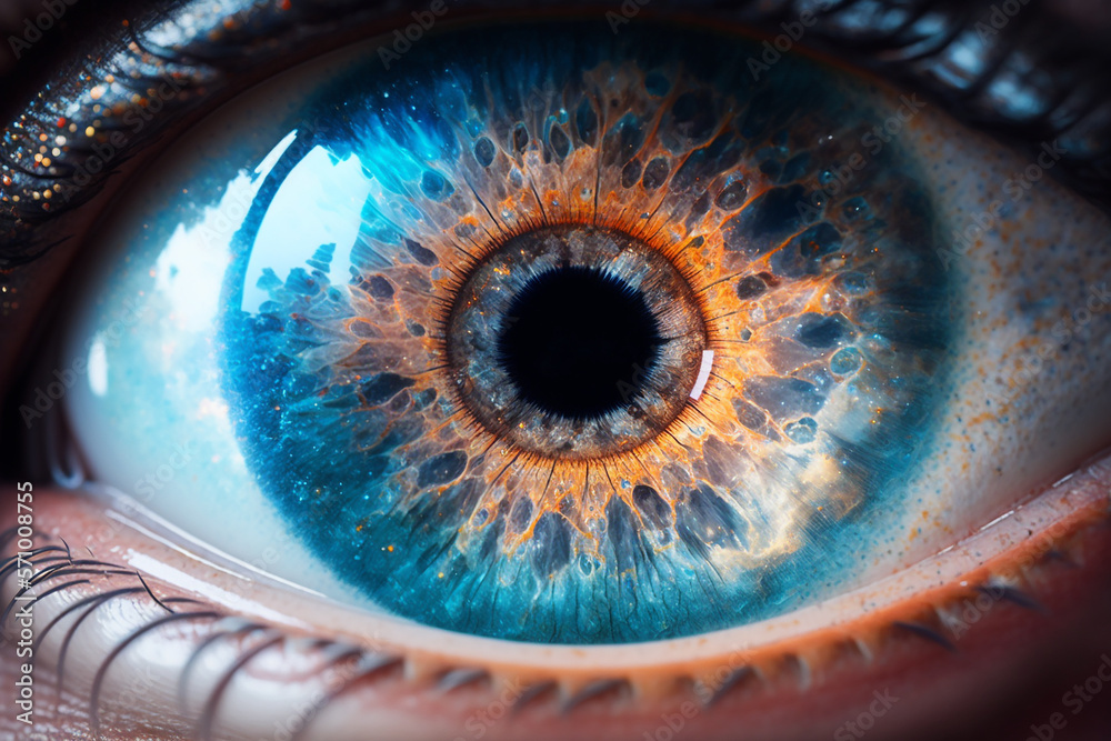 Closeup of eye with beautiful iris. generative AI
