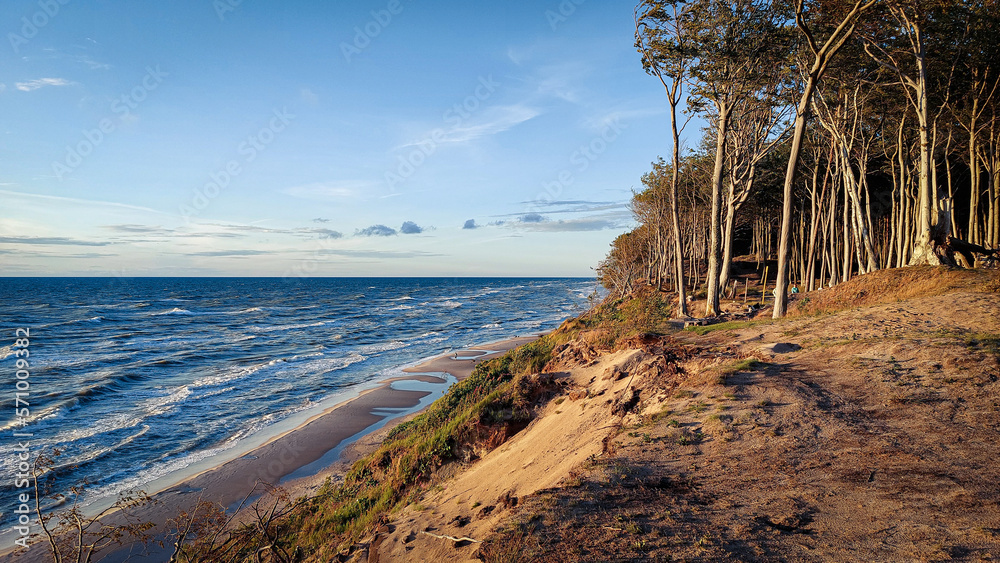 Polish wild beach, sunset, Ustka, Poddąbie, Rowy - obrazy, fototapety, plakaty 