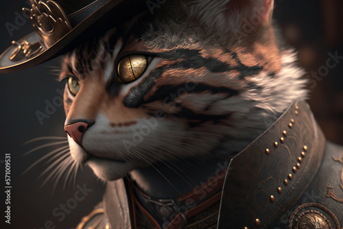 Cat in steampunk style - Generative AI