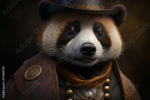 Panda in steampunk style - Generative AI