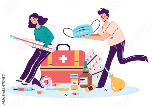 Pharmaceutical pill medication pharmacology physician addict concept. Vector graphic design illustration