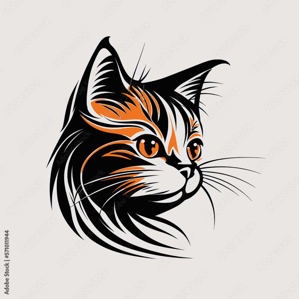 Cat Head Profile Line Icon. Pet Supplies Symbol, Pictogram, Sign. Light  Abstract Geometric Background Stock Photo - Alamy