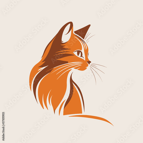 Fototapeta Naklejka Na Ścianę i Meble -  Cat Head Kitten Symbol - Gaming Cat Logo Elegant Element for Brand - Abstract Icon Symbols