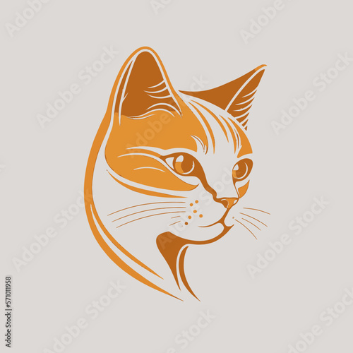 Fototapeta Naklejka Na Ścianę i Meble -  Cat Head Kitten Symbol - Gaming Cat Logo Elegant Element for Brand - Abstract Icon Symbols
