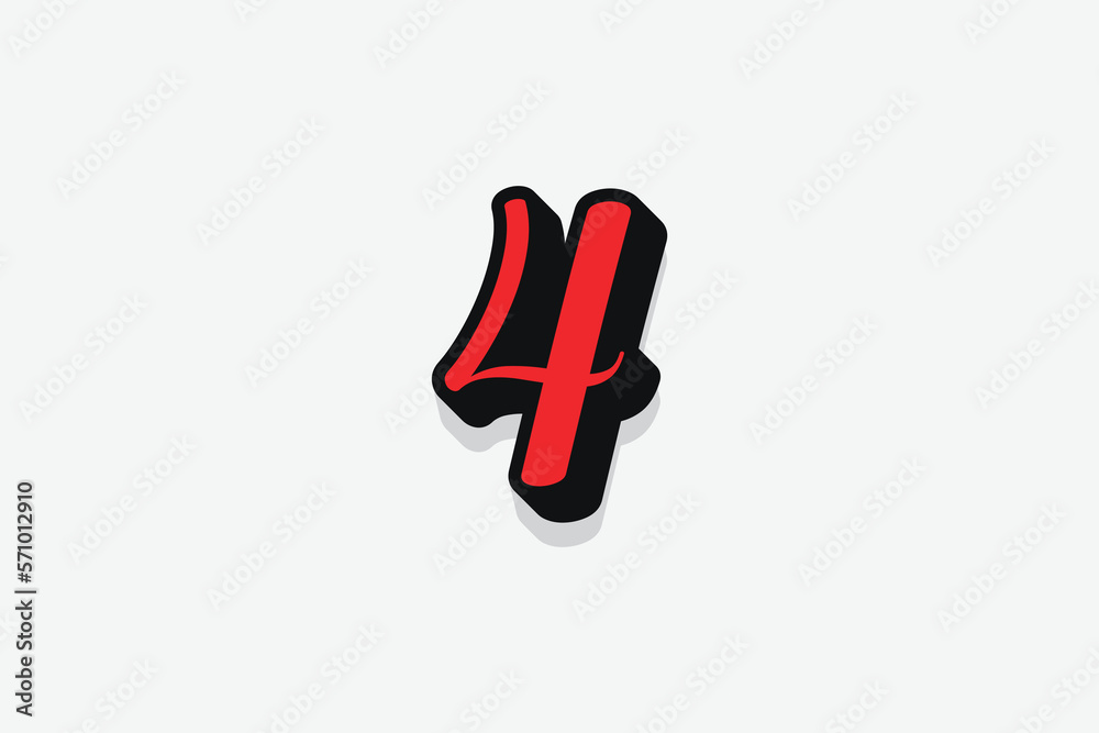 Attractive 3d Number 4 vector Attractive 3d Number 4 vector