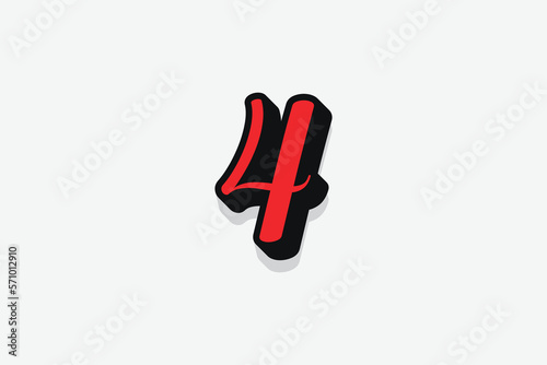 Attractive 3d Number 4 vector