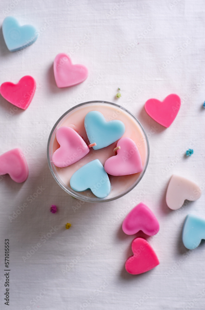 Obraz premium Soy Candle, Heart Shaped Handmade Scented Candle in a Glass