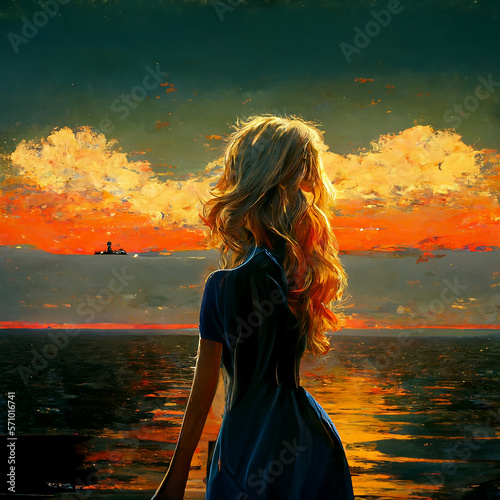 Golden Hues and Azure Skies: A Sunset Beauty on the Shore