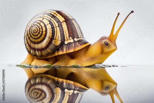 image, beautiful snail on a white background, ai generative