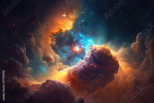 Colorful view of the universe, nebula and milky way. Generative AI