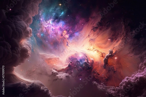 Colorful view of the universe, nebula and milky way. Generative AI