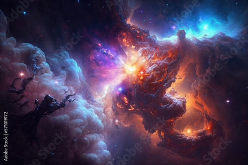Colorful view of the universe  nebula and milky way. Generative AI