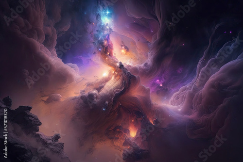 Colorful view of the universe  nebula and milky way. Generative AI