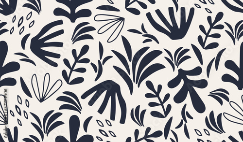 Hand drawn minimal abstract organic shapes pattern. Collage contemporary print. Fashionable template for design.
