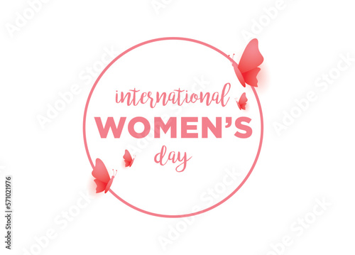 International women's day elegant lettering on White background. Greeting card for Happy Women's Day with elegant hand drawn calligraphy. Vector illustration.