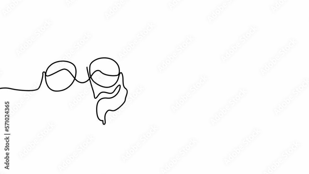 Human skull drawn in one line, stylized on a white background ...
