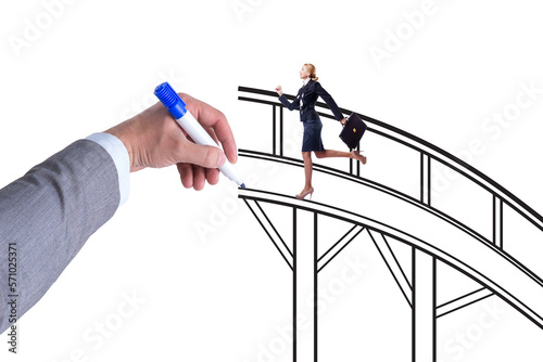 Hand drawing bridge in business concept